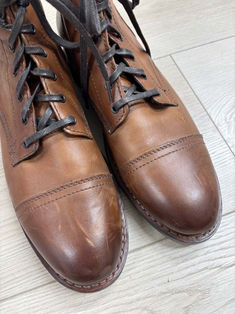 Thursday Boot Company Men's Captain Leather Lace-Up Boots in Brandy - Picture 8 of 11